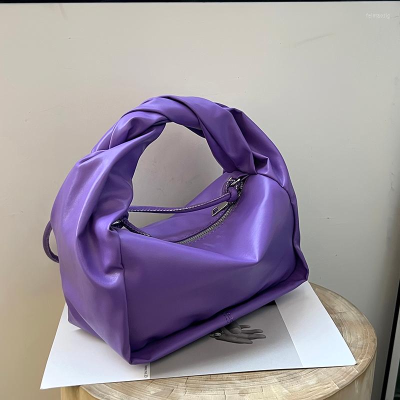 

Evening Bags Fashion Hobo Bag Pleated Handbag For Women Purple PU Leather Shoulder Crossbody Small Ladies Soft Handle Tote Clutch Purse, Blue