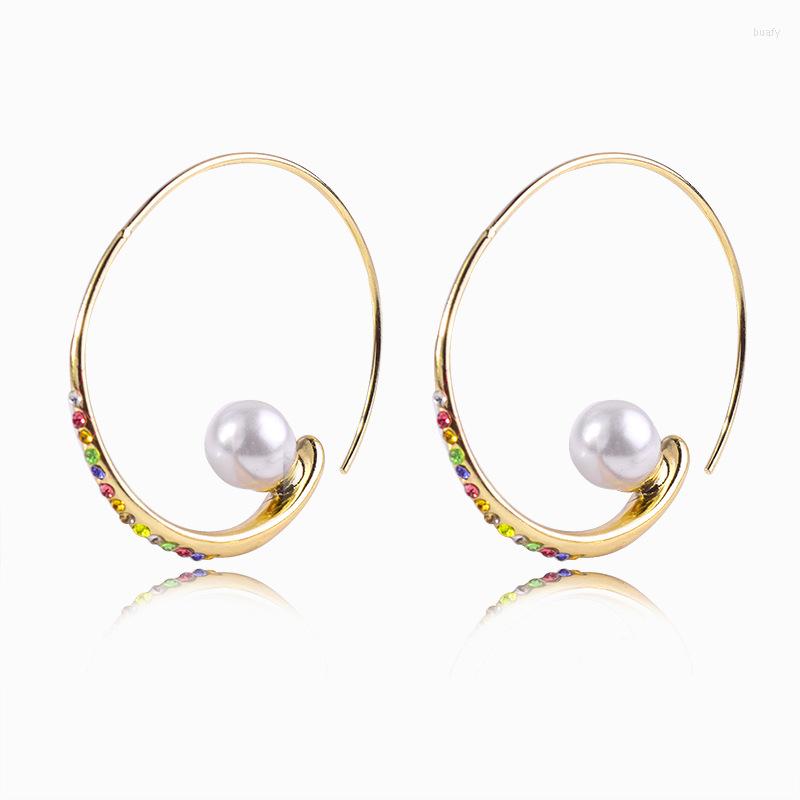 

Hoop Earrings Simple Geometric Alloy Color Crystal Earring For Women Girl Gold Big Punk Jewelry Accessories