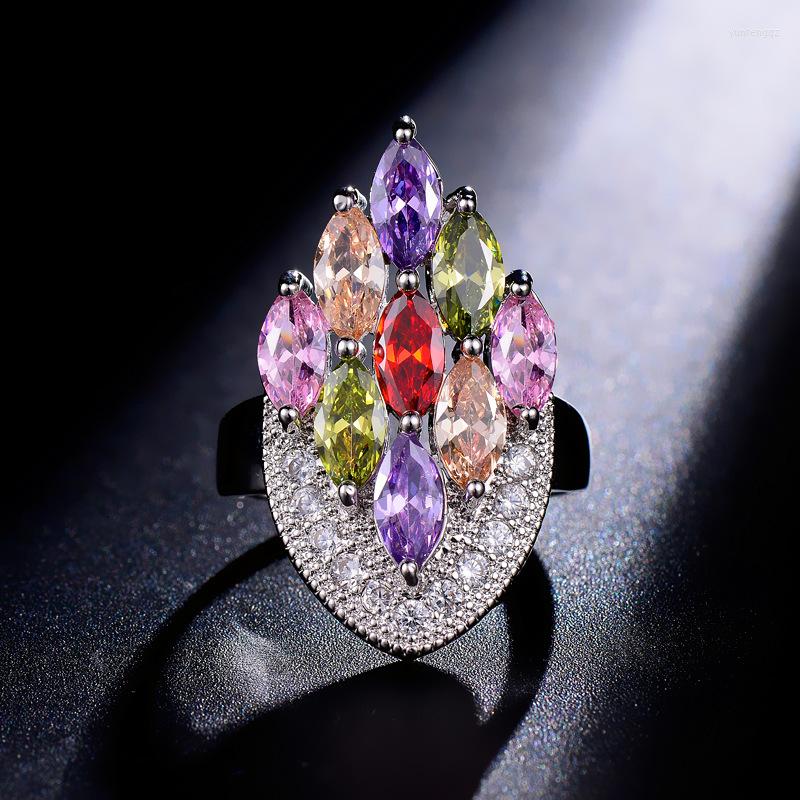 

Cluster Rings CEM05 Fashion National Style Colorful Ring For Woman Crystal Color Jewelry Gift Women Christmas Gifts
