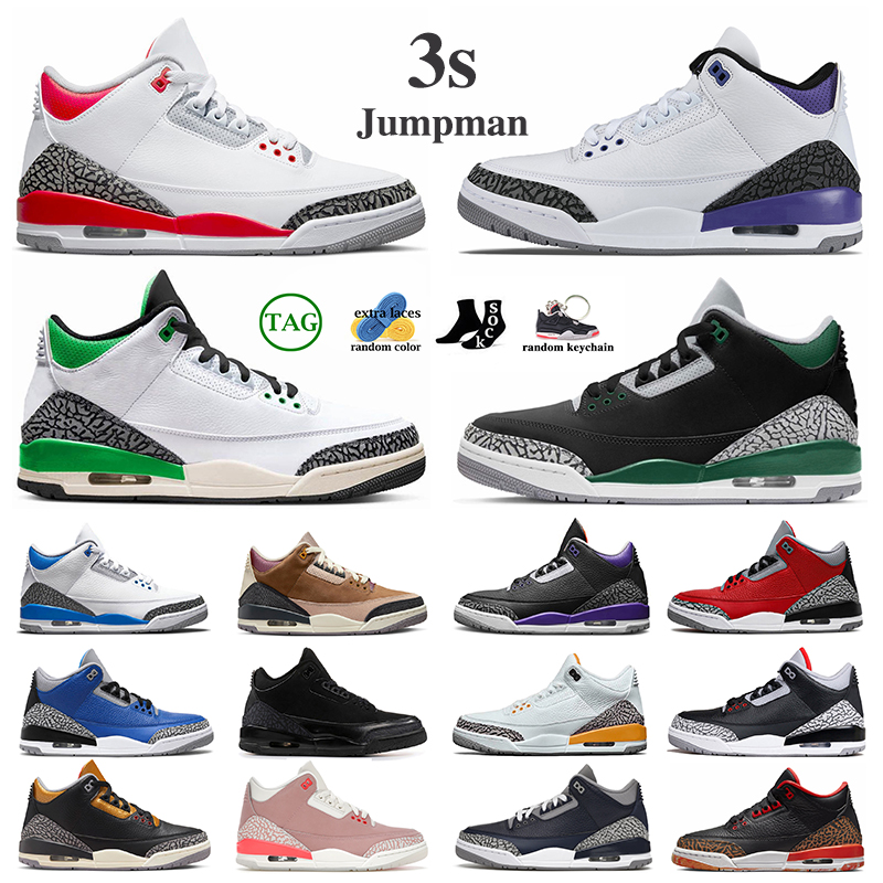 

3 3s basketball shoes women men Cardinal Fire Red Dark Iris Desert Elephant Racer Blue UNC Pine Green Cool Grey Black Metallic Gold mens trainers sports sneakers