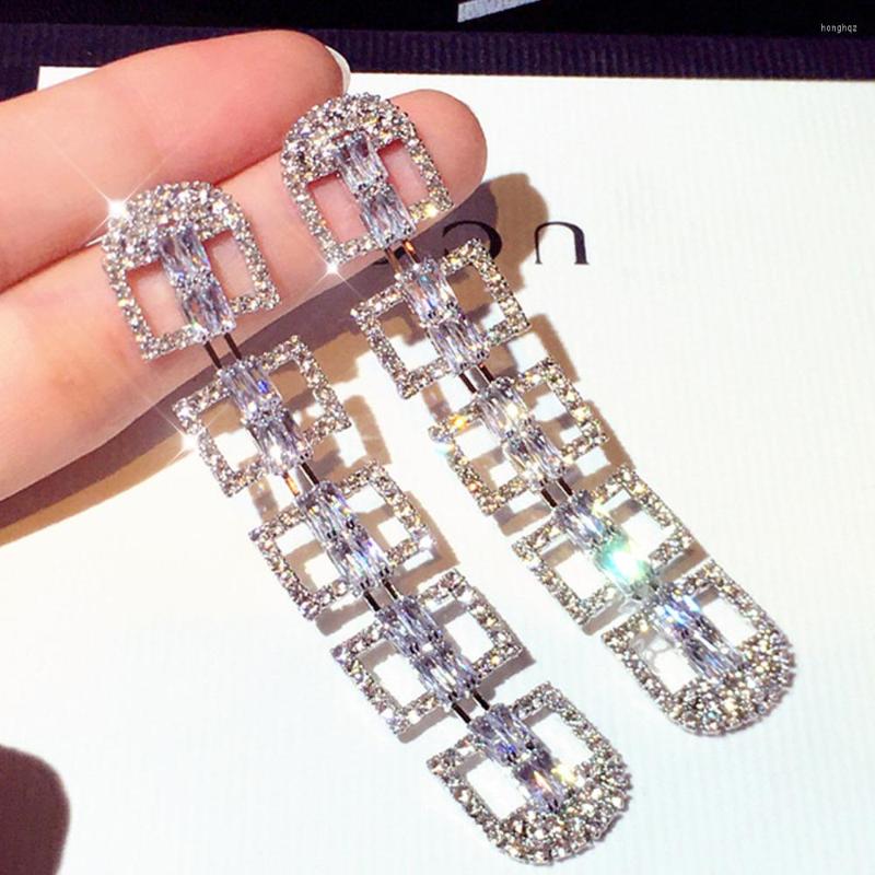 

Hoop Earrings Exaggerated Square Women's Gold Plated Bright Cubic Zircon 2023 Fashion Banquet Jewelry Couple Gift