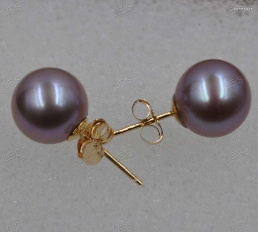 

Stud Earrings 14kgold Natural Lavender Round Pearl Earring Purple Pearls