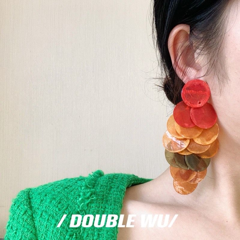 

designer jewelry dangle chain earrings hollow rectangular thin earring female chandeliers dangle chandelier dangles gold shell tassel color red