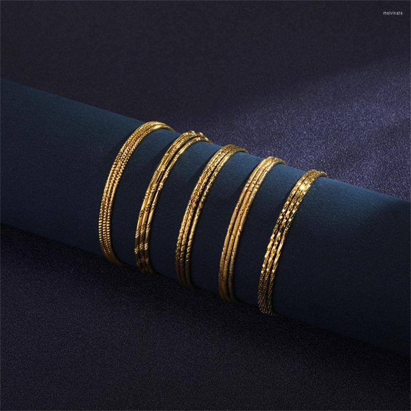 

Bangle GATTVICT Fashion Beads Thin Bangles Set For Women Shiny Gold Color Twist Hoop Bracelet Wedding Wrist Charm Jewelry L