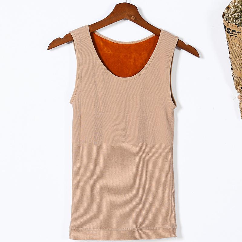 

Camisoles & Tanks Autumn And Winter Flannel Thickening Double Warm Vest Female Round Collar High Quality Women Sexy Top, Black