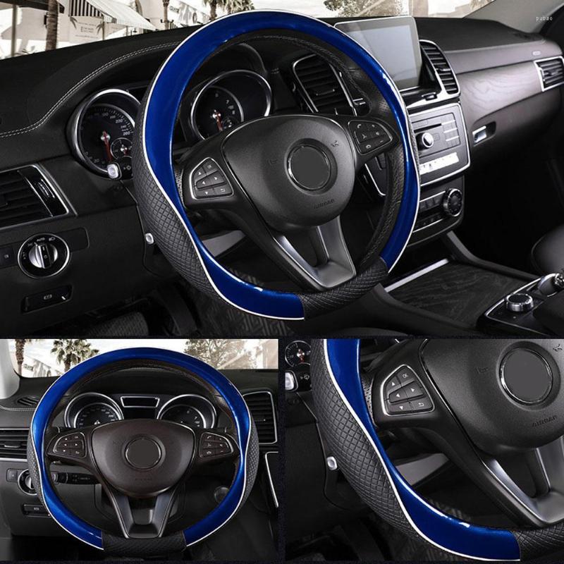 

Steering Wheel Covers Universal 38CM Car Steering-Wheel Microfiber Leather Anti-slip Skidproof Handmade Automobile Cover
