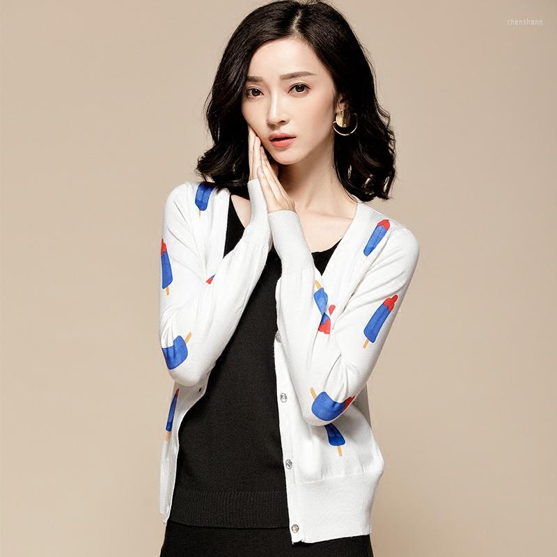

Women's Knits 2023 Women's Short Cardigan Knitted Sweater Korean Cute Spring Autumn Cardigans Women Tops Sweaters 1200 KJ2952, White