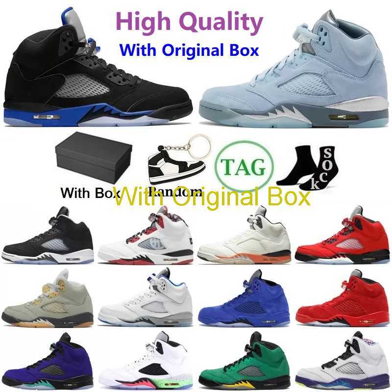 

with original box With Box Jumpman 5 Basketball Shoes 5s Sports Sneakers Concord Green Bean Racer Blue Bluebird Moonlight Raging Red Stealth Men 2.0 Alternate