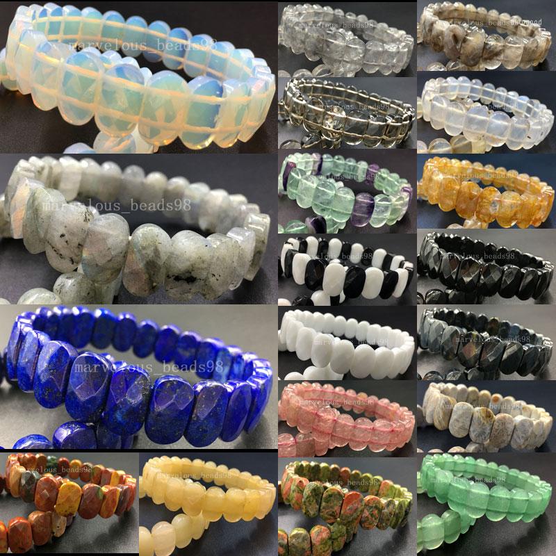 

Strand Labradorite Unakite Jaspe Lapis Lazuli Tiger's Eye Opal Crystal Aventurine Carnelian Women Men Bracelet 7.5" WB617