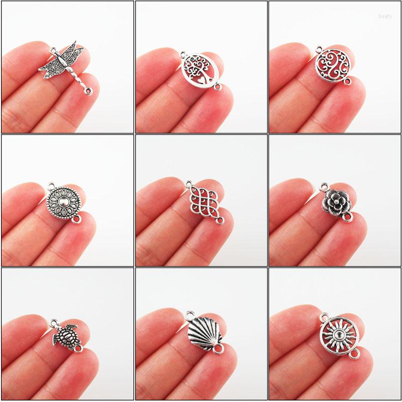 

Charms Fashion Animal Tortoise Dragonfly Flower Shell Tibetan Silver Plated Connetors For Gifts Jewelry