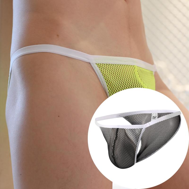 

Underpants Sexy Men's Underwear Low Waist Transparent Mesh Bulge Pouch Breathable Bikini Male Panties, Green