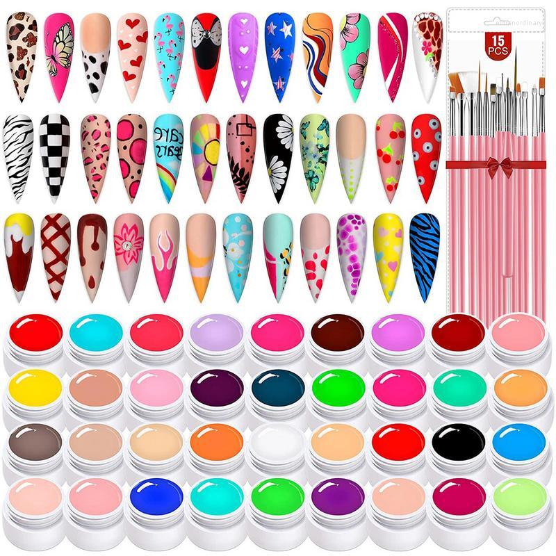 

Nail Art Kits Solid Gel Polish Set 36-Color Paint Kit Glue Extension Autumn Style With 15pcs Brushes For Beginner