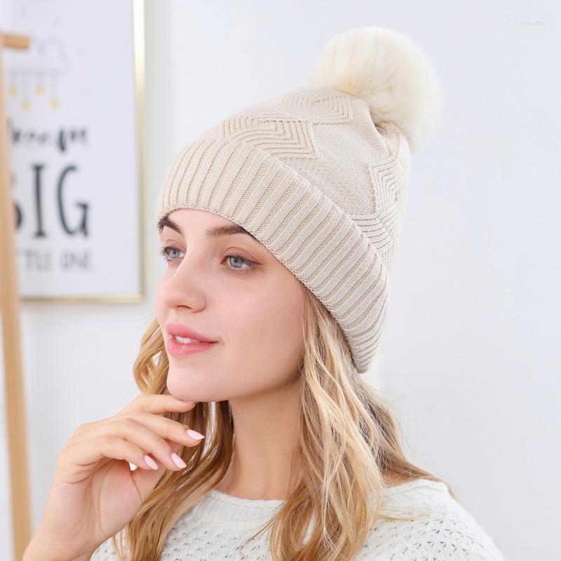 

Beanies Women Winter Hats 2022 Thick Plush Warm Pompon Knitted Female Diamond Bonnets Womens Gorras Skullies Beanie