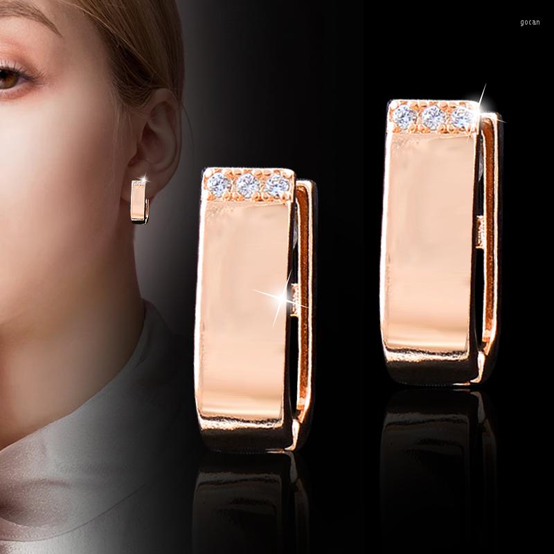 

Hoop Earrings KIOOZOL Trendy Crystal Triangle For Women 585 Rose Gold Color Wedding Earring Fashion Jewelry 384 KO1
