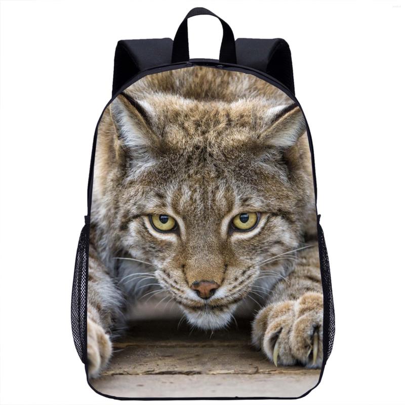 

School Bags Lynx Backpack Children's Animal 3D Print Teenager Travel Laptop Bag 17in Season Gift For Girls Boys