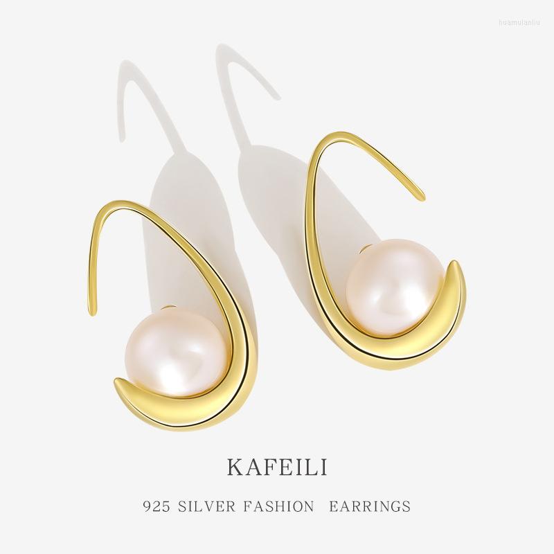 

Dangle Earrings 925 White Studs Feminine Temperament Design Drip-shaped Baroque Pearl Personalized