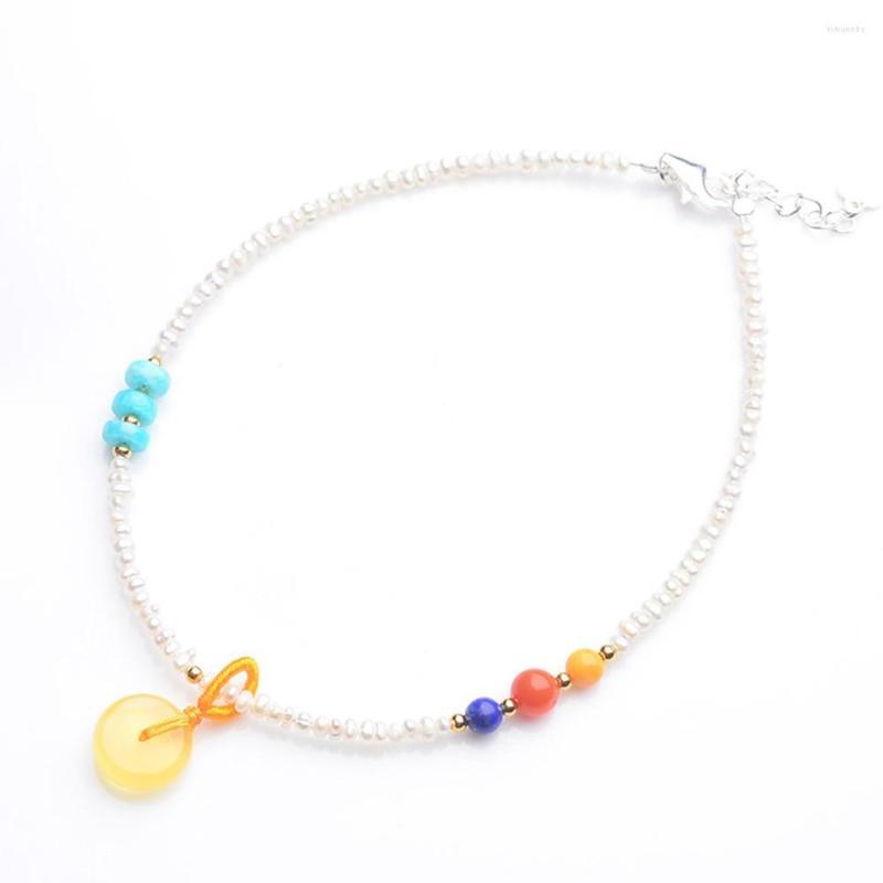 

Anklets 5A S925 Sterling Silver Natural Crystal Pearl Anklet Adjustable