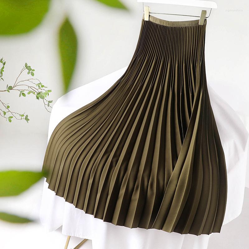 

Skirts Women Double Pleated A-line Summer Stretch High Waist Solid Elegant Fairy Layer Rhythm Faldas Clothes 2022, Black