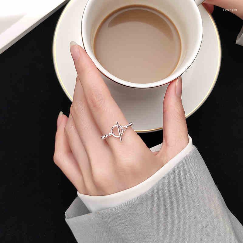 

Wedding Rings Round Bead Chain Ot Buckle Fashion Silver Color Adjustable For Women Simple Trendy Jewelry Gifts
