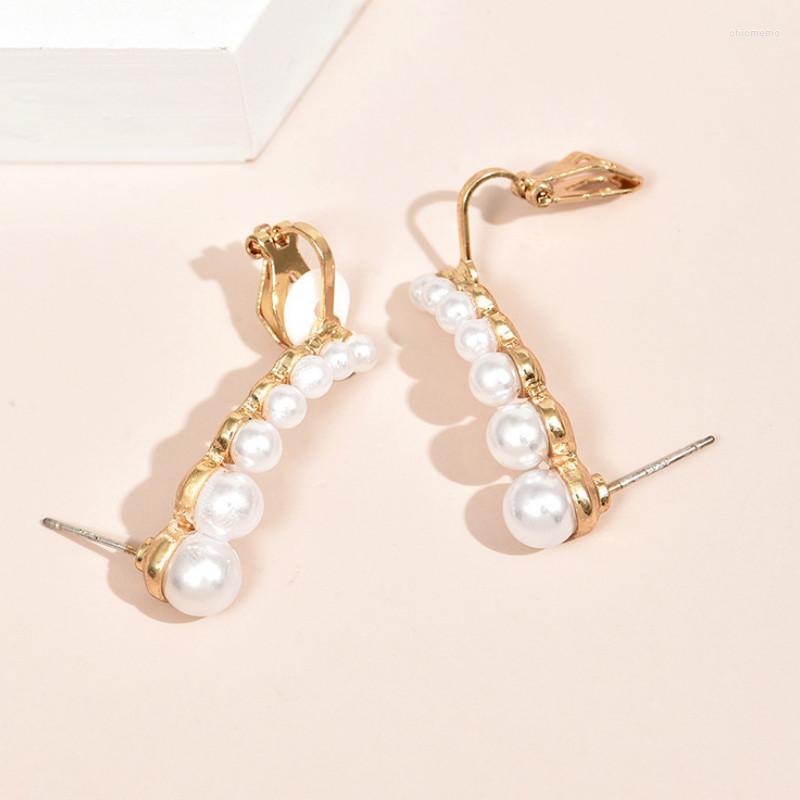 

Backs Earrings Elegant Pearl Clip Women Fashion Ear Jewelry