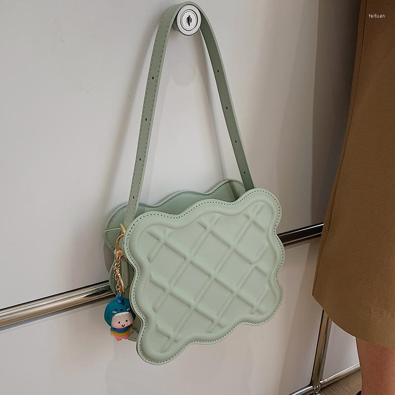 

Evening Bags PU Leather Women's Small Square Shoulder Cute Cookie Design Female Messenger Bag Fashion Candy Color Ladies Purse Handbags, Black