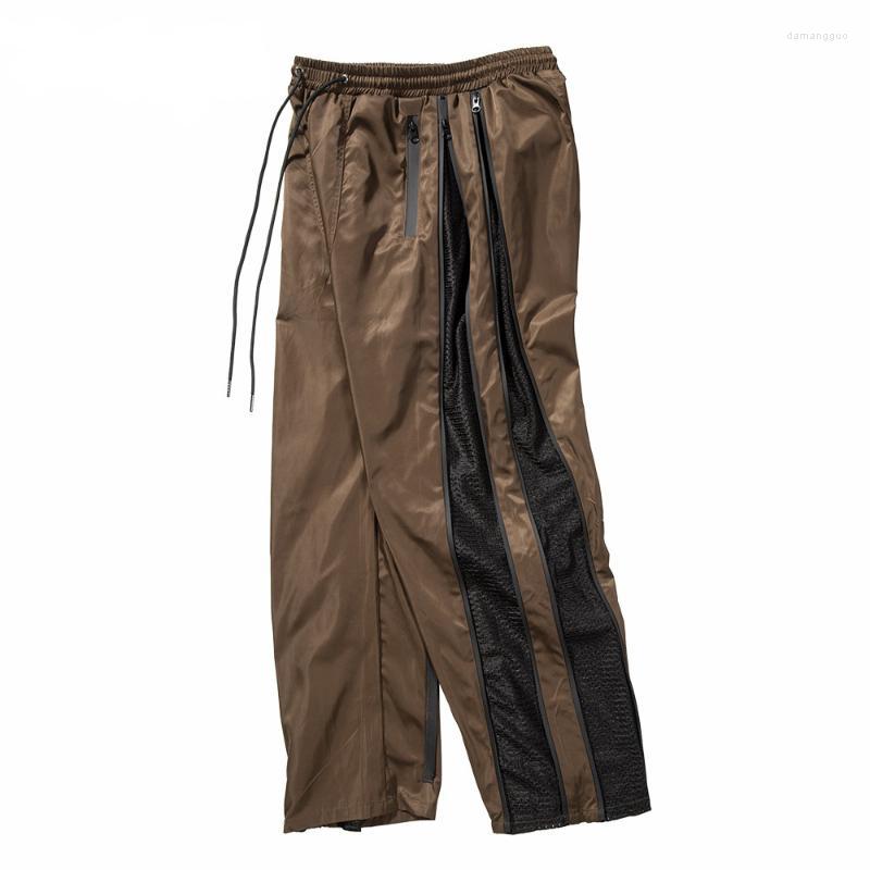 

Men's Pants Men's Urban Streetwear Side Zip Mesh Joggers Sweatpant Men Loose Casual Hip Hop Patchwork Functional Slim Fit Sweat, Black