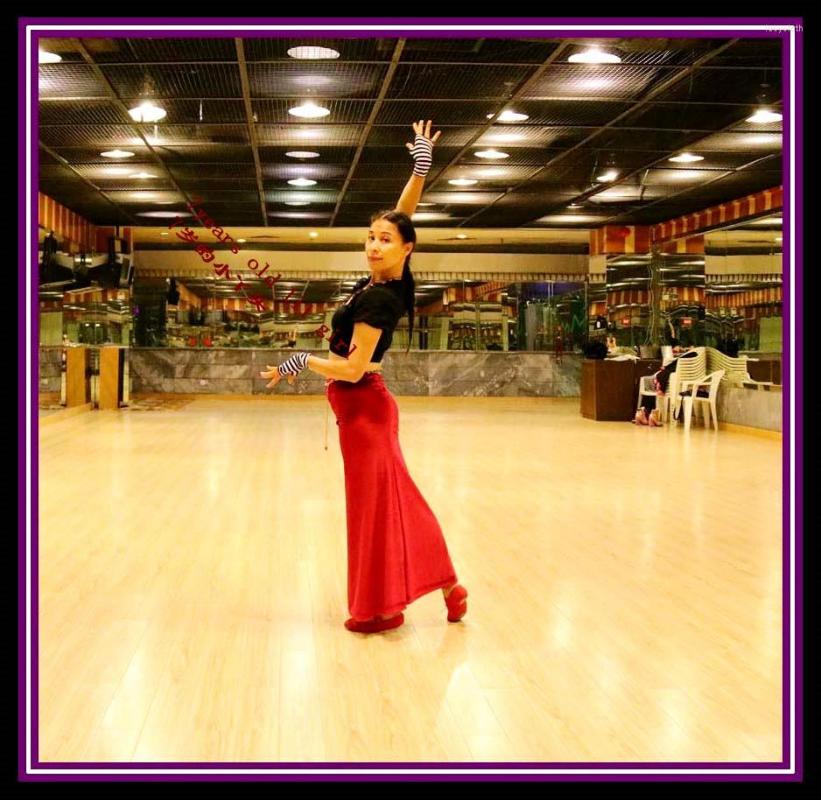 

Stage Wear Bellydance Costume Tribal Fusion Velvet Skirt With Open Slit SRA21