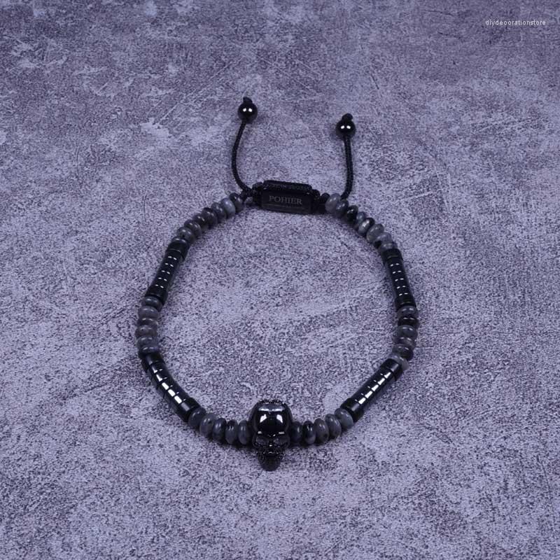 

Charm Bracelets Pohier Natural Stone Skull & Bangles For Women Men Handmade Bracelet