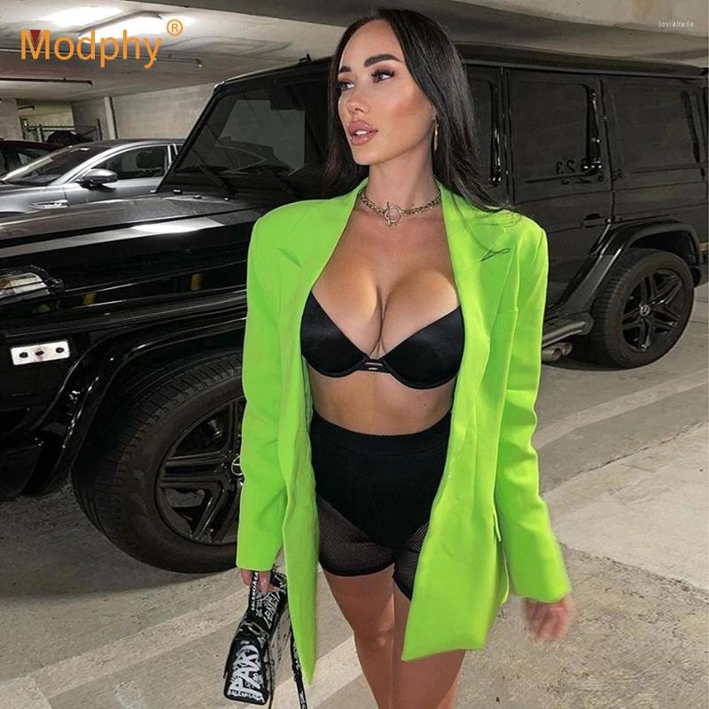 

Women's Suits 2022 Chic Loose Bright Green Women Blazer Spring Autumn Single Buttons Female Oversized Suit Jacket Full Sleeve Outwear