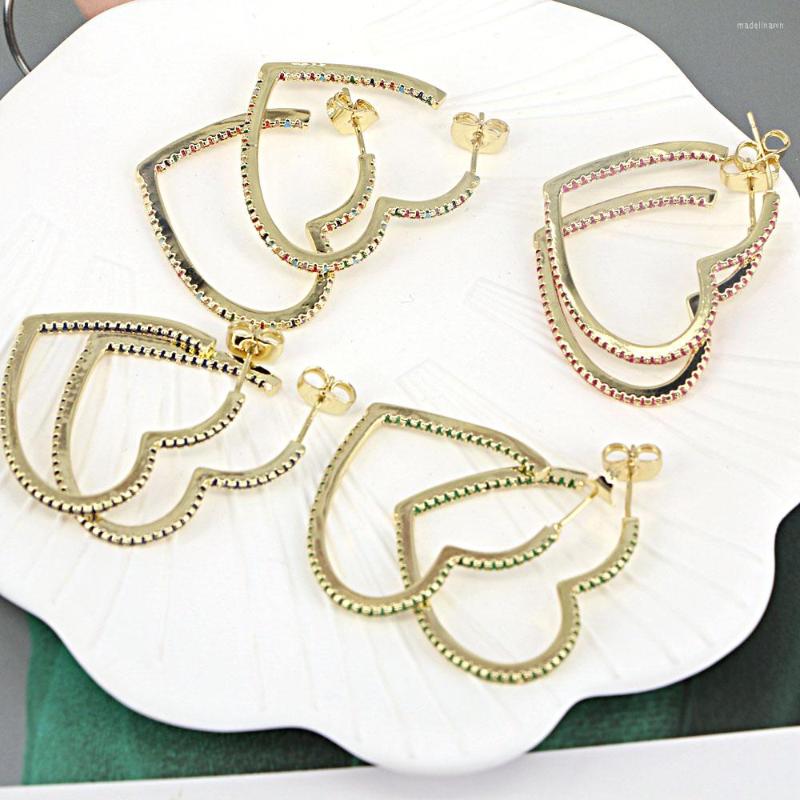 

Stud Earrings 5Pairs Dainty Heart CZ Pave Earring For Women Copper Shape 2022 Jewelry