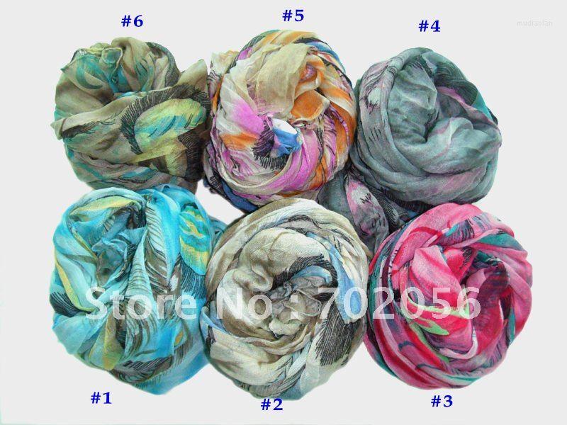 

Scarves Feather Print Voile Scarf Neck Wraps Shawls 180 80cm 11pc/lot #2103