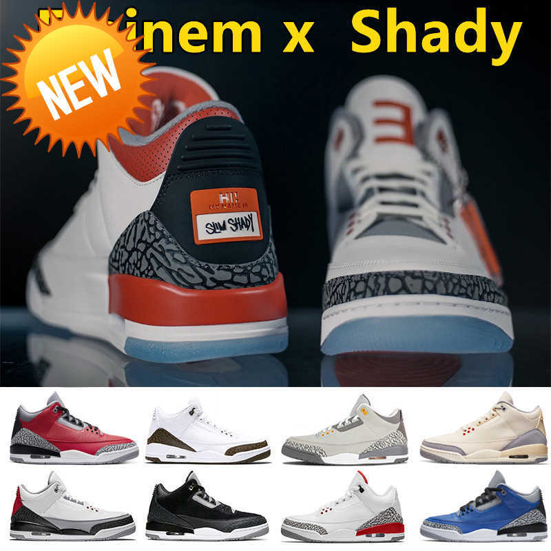 

NEW Jumpman 3 Mens Baksetball Shoes Eminem x Shady Cardinal Red Black Cat UNC Midnight Navy Desert Elephant Varsity Retro Royal Red Cement, Color#9