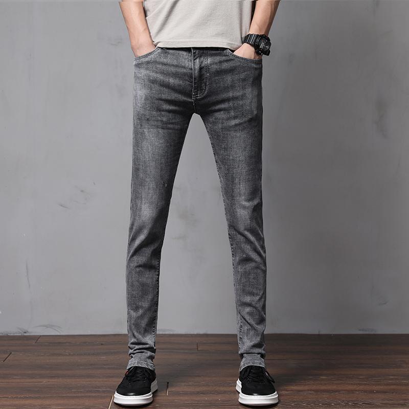 

Men's Jeans HENCHIRY Four Seasons Casual Breathable Washable Pants Simple Fashion Slim ANKLE Show Thin Straight, Gray