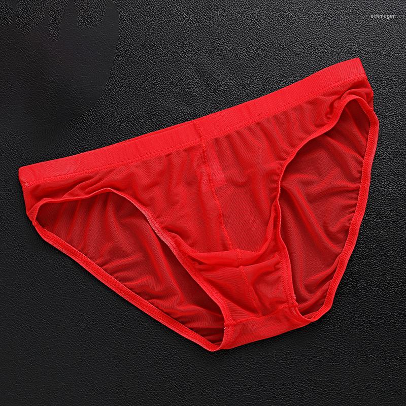 

Underpants Men's Underwear Sexy Mesh Low Waist Ice Soft Comfortable Briefs Breathable Fashion Casual Daily Panties Shorts, Red