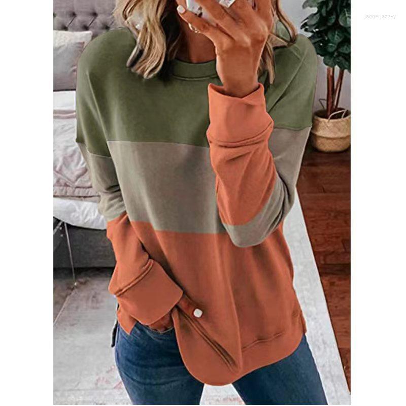 

Women' T Shirts Explosions Sweater Women Autumn And Winter Solid Color Contrast Long Sleeve Casual Women' Pullover, Yellow spell gray