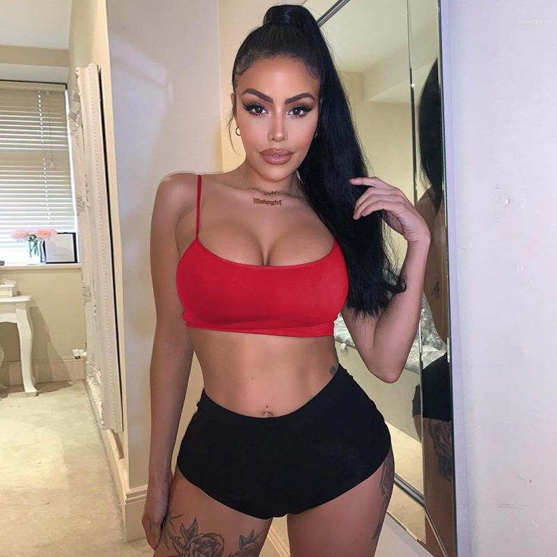 

Women' Tracksuits Beach Sexy 2 Piece Set Women Summer Casual Skinny Two Club Outfits For Black Strap Crop Top And Shorts, Blue