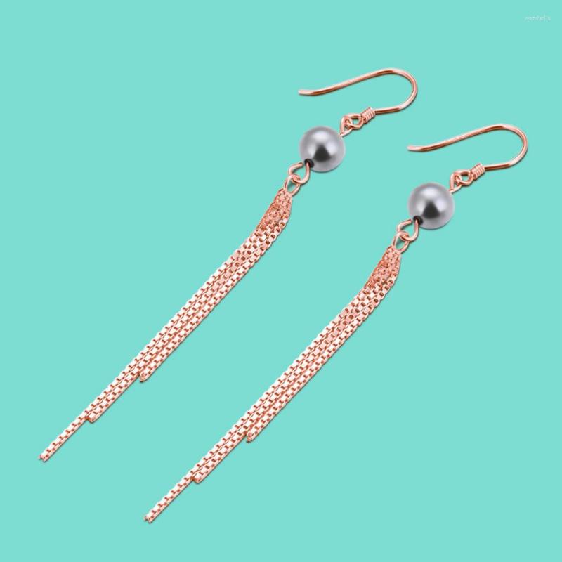 

Dangle Earrings Noble Women's 925 Silver Fringe Design Pendant Rose Gold Exquisite Accessories For The Party Luxury Jewelry