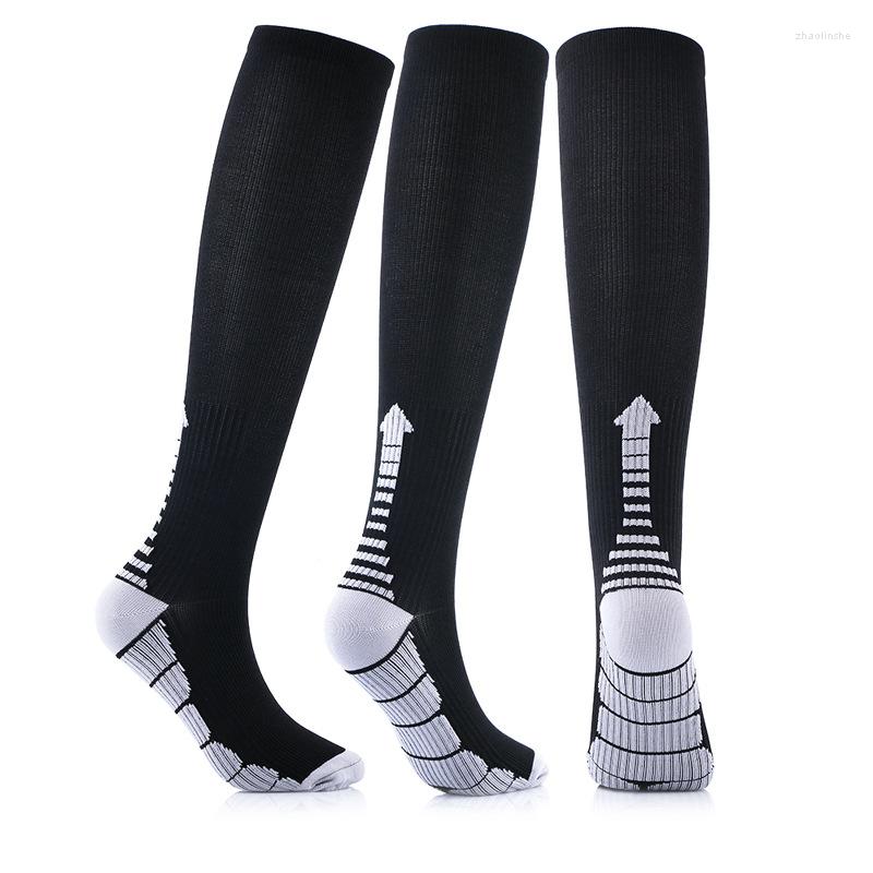 

Men's Socks Compression Lattice Stripe Black Women Men Sport Compress Stockings Travel Bicycle Running Sports Nylon Unisex Pressure