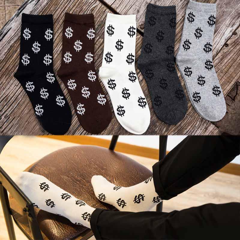 

Men's Socks Ly Fashion Spring Autumn Men Dollar Symbol Printed Comfortable Breathable Absorb Sweat Anti-slip Man Middle Long Sock C, Coffee