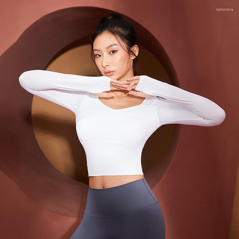 

Active Shirts Vansydical Long Sleeve Yoga Sport Top Fitness Gym Sports Wear For Women Femme Slim Running T Shirt, Fbf211097