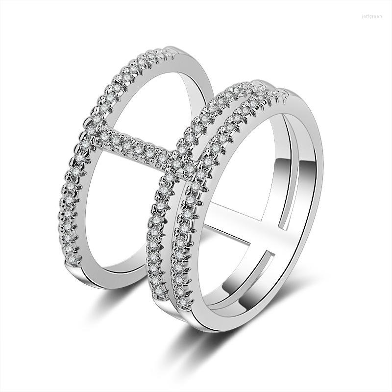 

Wedding Rings Original Real Silver Color Fashion Band Eternity For Women Trendy Finger Ring Jewelry