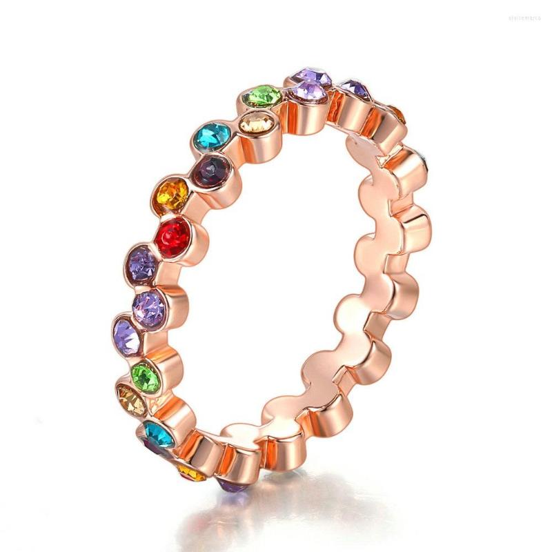 

Wedding Rings Dan's Top Quality Colorful Crystal From Austrian Vintage For Women Anniversary Gift Anti Allergies Fi-RG95241