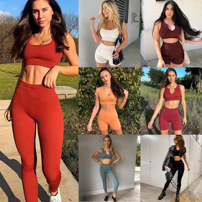 

Active Sets Fashion Women' Sportswear Fitness Gym Wear Suits Ribbed Seamless Yoga Set, Light blue bra