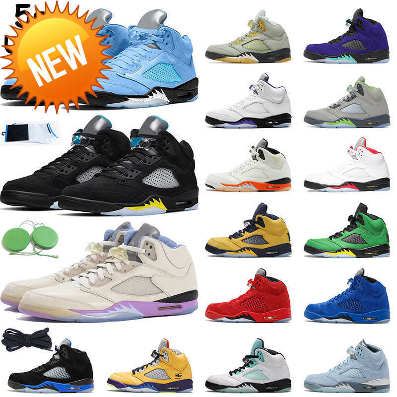 

NEW 5s UNC men basketball shoes jumpman 5 retro Racer Blue Aqua Mars For Her Concord Sail Raging Bull mens trainer, # 22