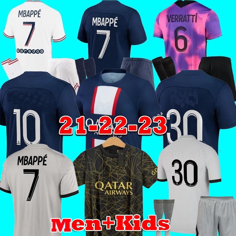 

21 22 23 MBAPPE soccer jerseys 2022 2023 WIJNALDUM SERGIO RAMOS HAKIMI fourth Maillots de football VERRATTI third 4TH shirt Men kids Kits Ps, 21 22 4th