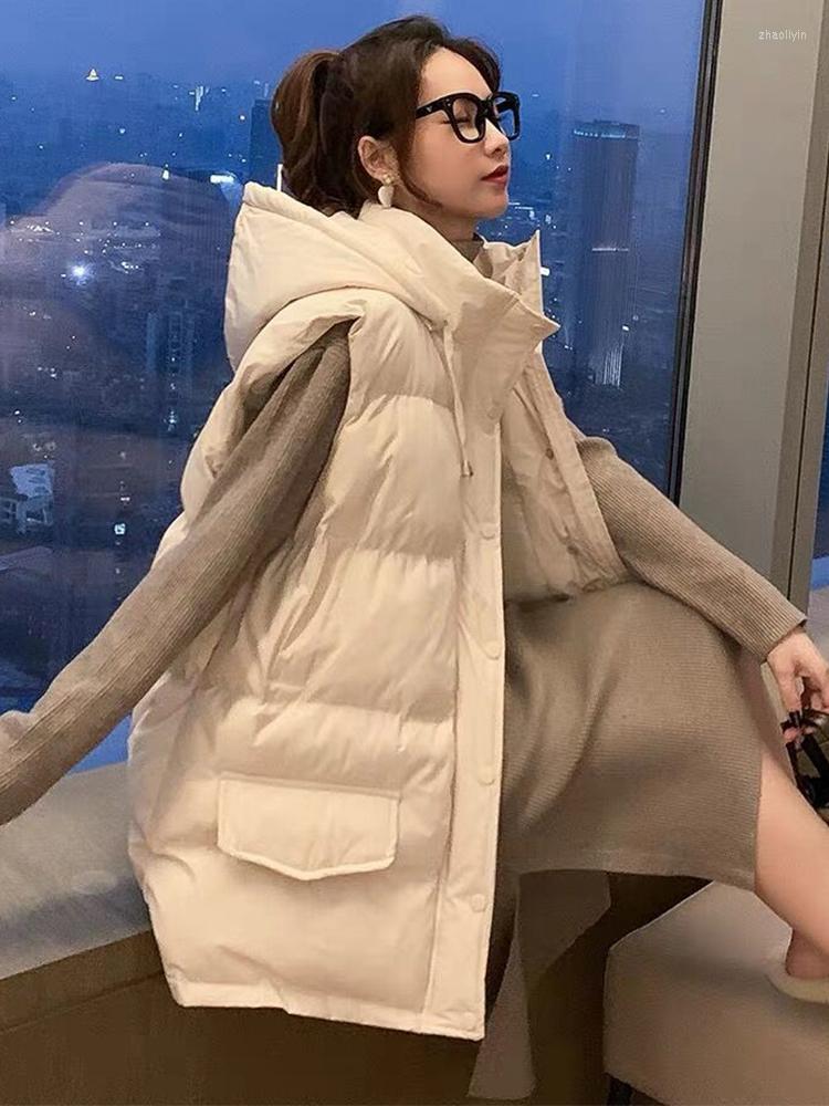 

Women' Vests Long Vest For Women Designer Casual Solid 2022 Cotton Jackets Korean Loose Female Sleeveless Waistcoat, Beige