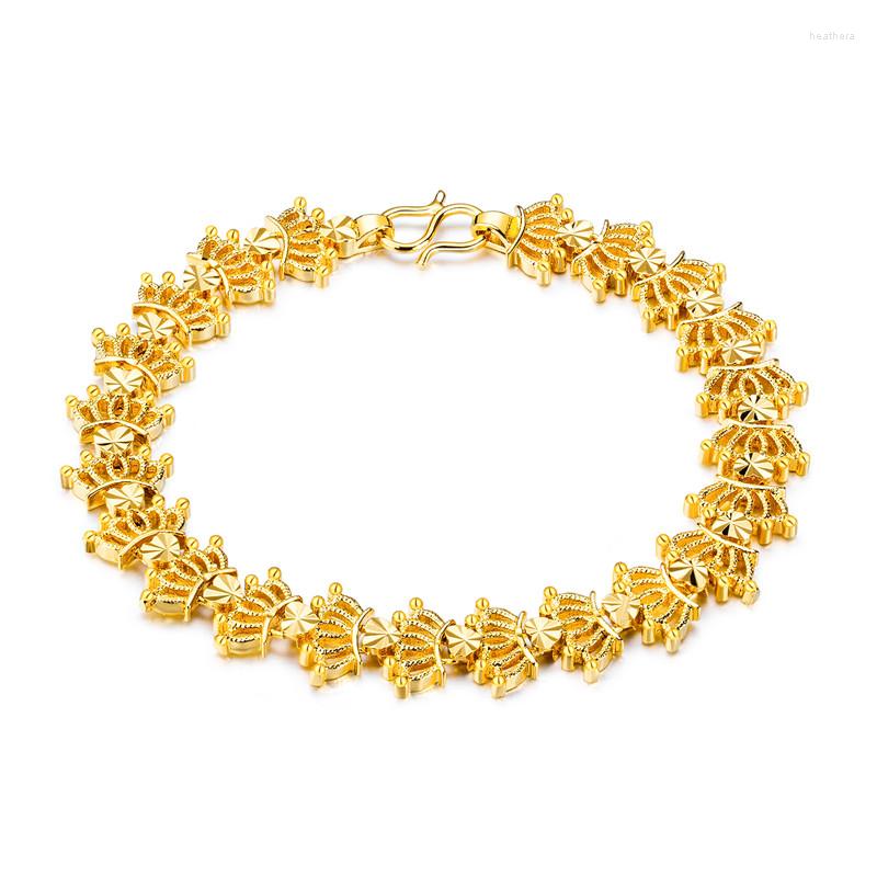 

Link Bracelets KOtik Gold Color Crown Bangles & For Women Copper Ethiopian Jewelry African Bangle Arab Wedding Gifts