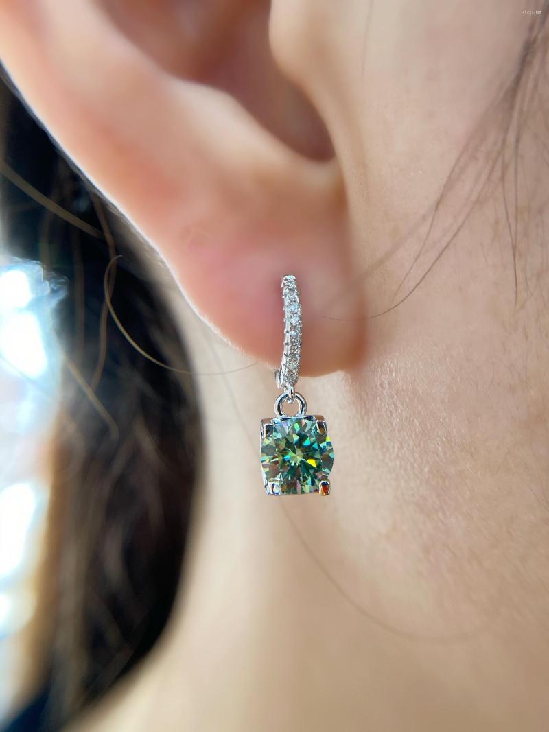 

Dangle Earrings Geoki 925 Sterling Silver Total 2 Ct Light Green Cow Head Moissanite Screw Drop Passed Diamond Test