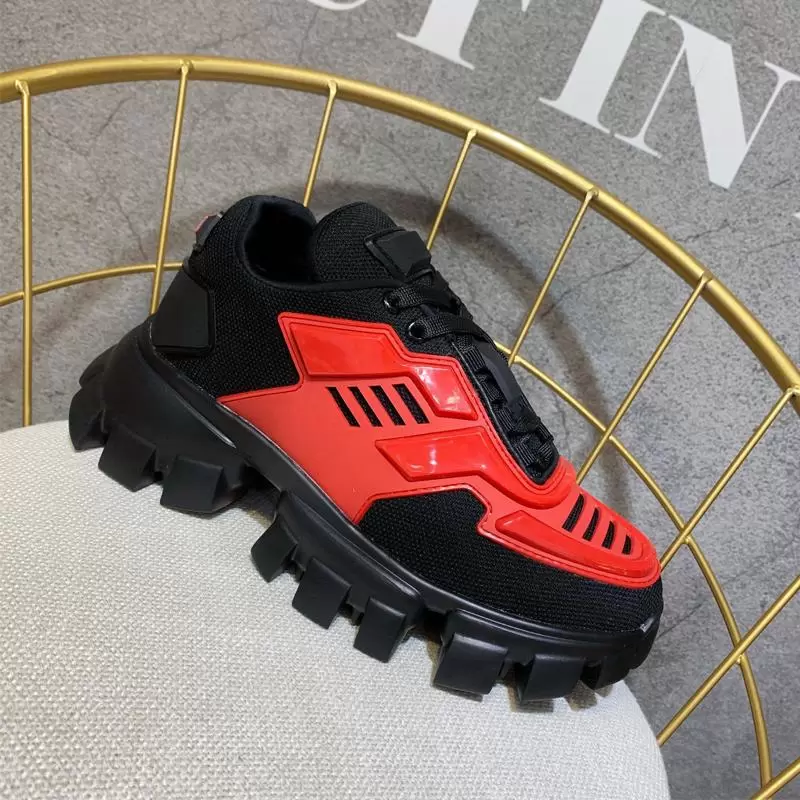 

Sports Shoes Lady Lace-Up Trainers Man Breathable Sneakers Women Casual Designer Sneaker Leather Men Gym Thick Bottom Platform Womens shoes Large size 35-42 with box, Red