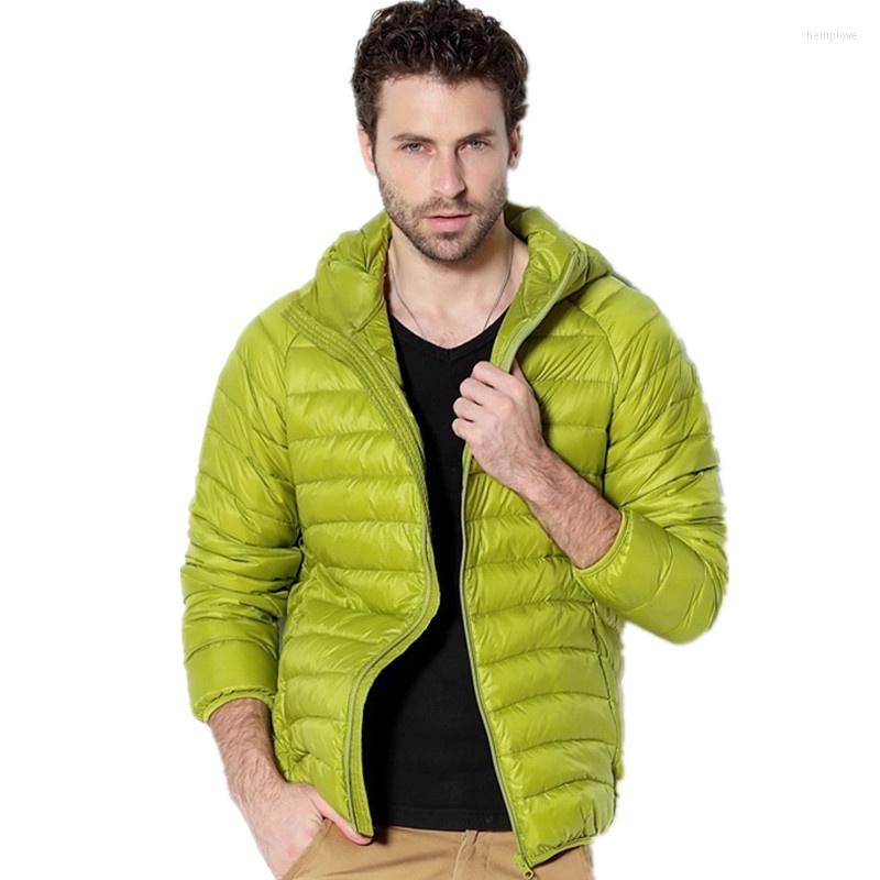 

Men's Down White Duck Jacket Short Lightweight Hooded Leisure Large Size Autumn And Winter Business Portable Slim, Black